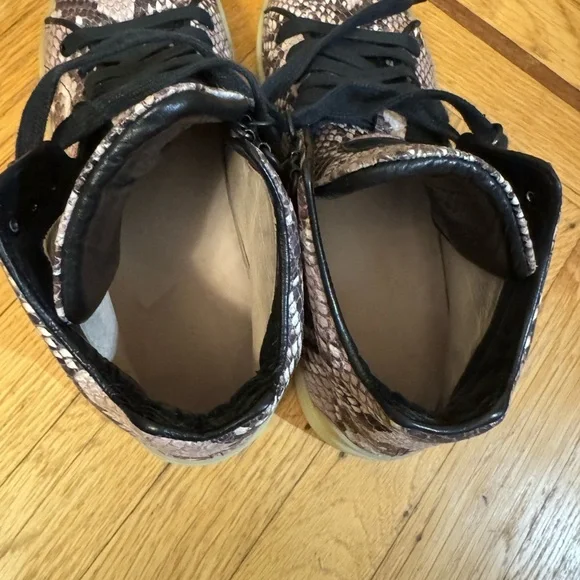 Rag & Bone Snakeskin Pattern High Top Leather Sneakers in Black and Brown - Picture 6 of 7